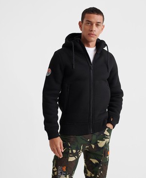 Superdry Bonded Cipzár Férfi Kapucnis Pulóver Fekete | DGFQP3218